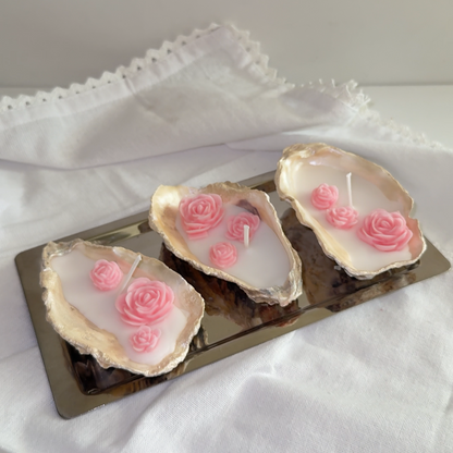 Seashell Rose Candles Set