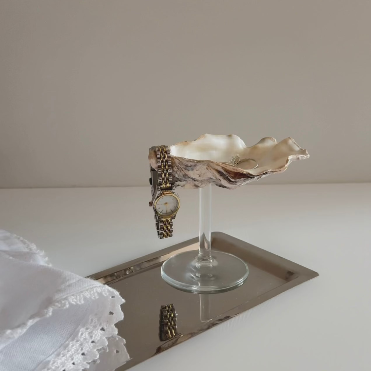 Oyster Decorative Dish on Stem