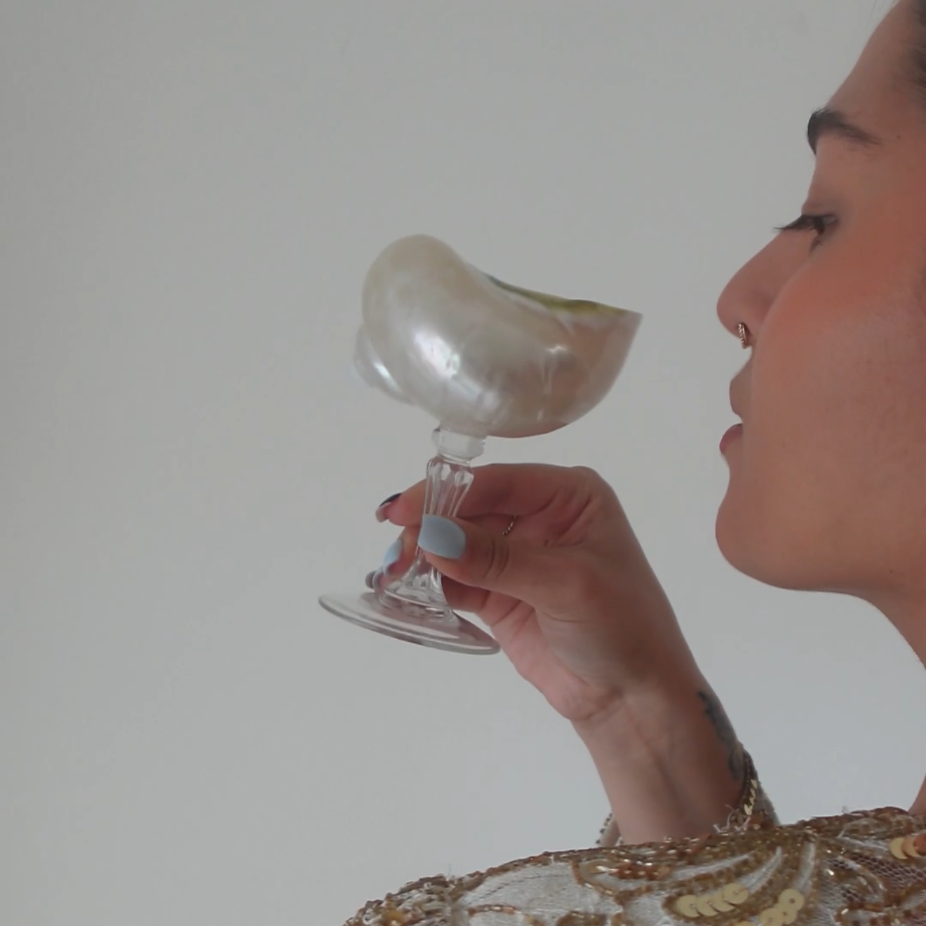 Seashell Wine Glass with Crystal Stem
