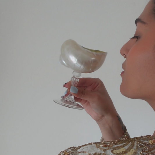 Seashell Wine Glass with Crystal Stem