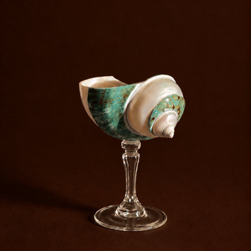 Green Turban Shell Coupe on Crystal Stem