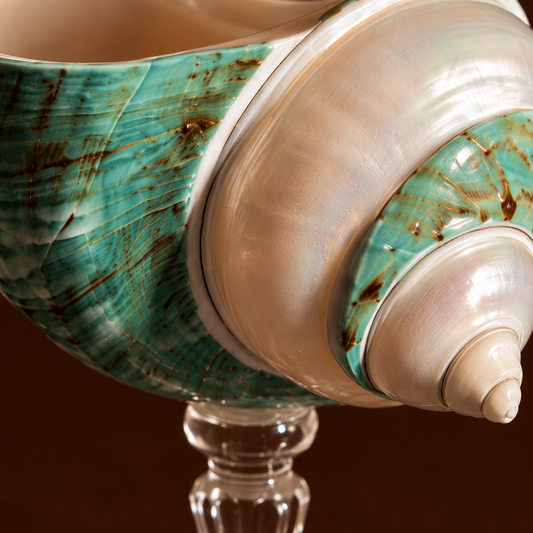 Green Turban Shell Coupe on Crystal Stem