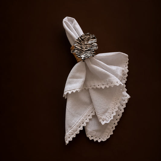 Zebra Oyster Shell Napkin Rings