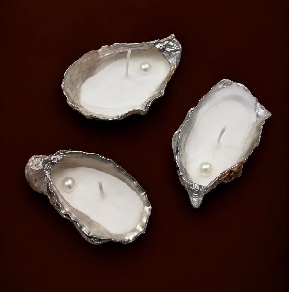 Oyster Shell Candles with Pearl