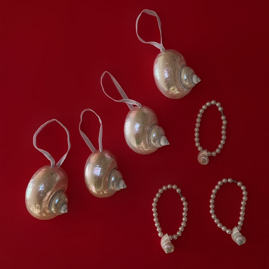 Handmade Seashell Christmas Ornament Set