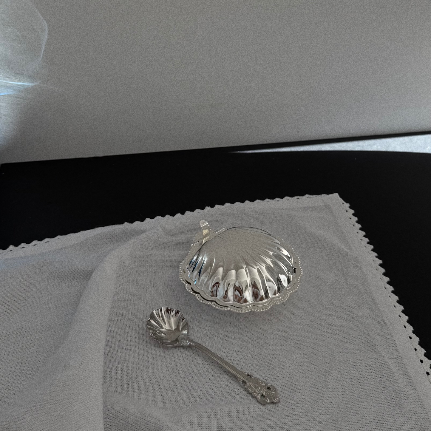 Vintage Silver Plated Sea Shell Butter Dish