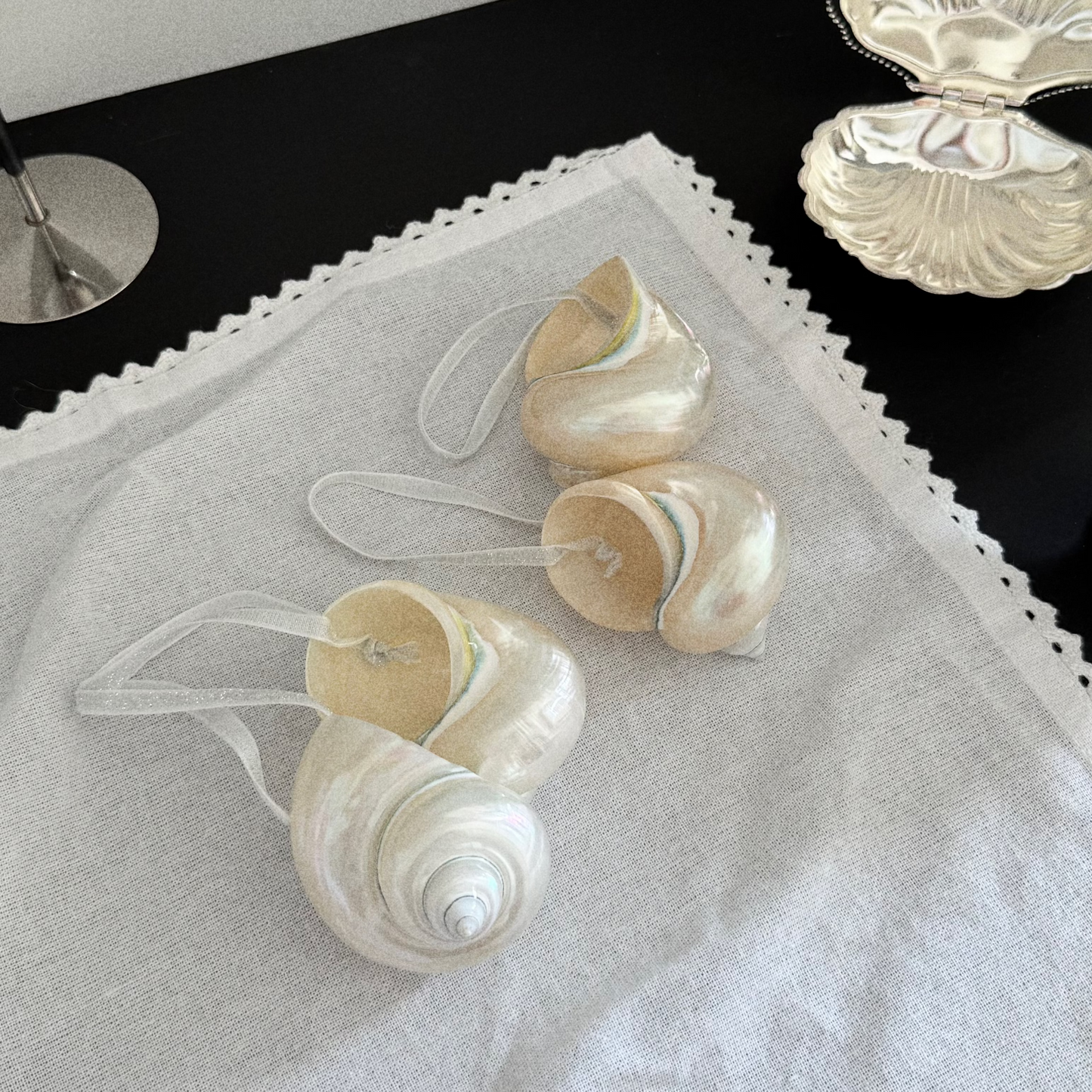 Handmade Seashell Christmas Ornament Set