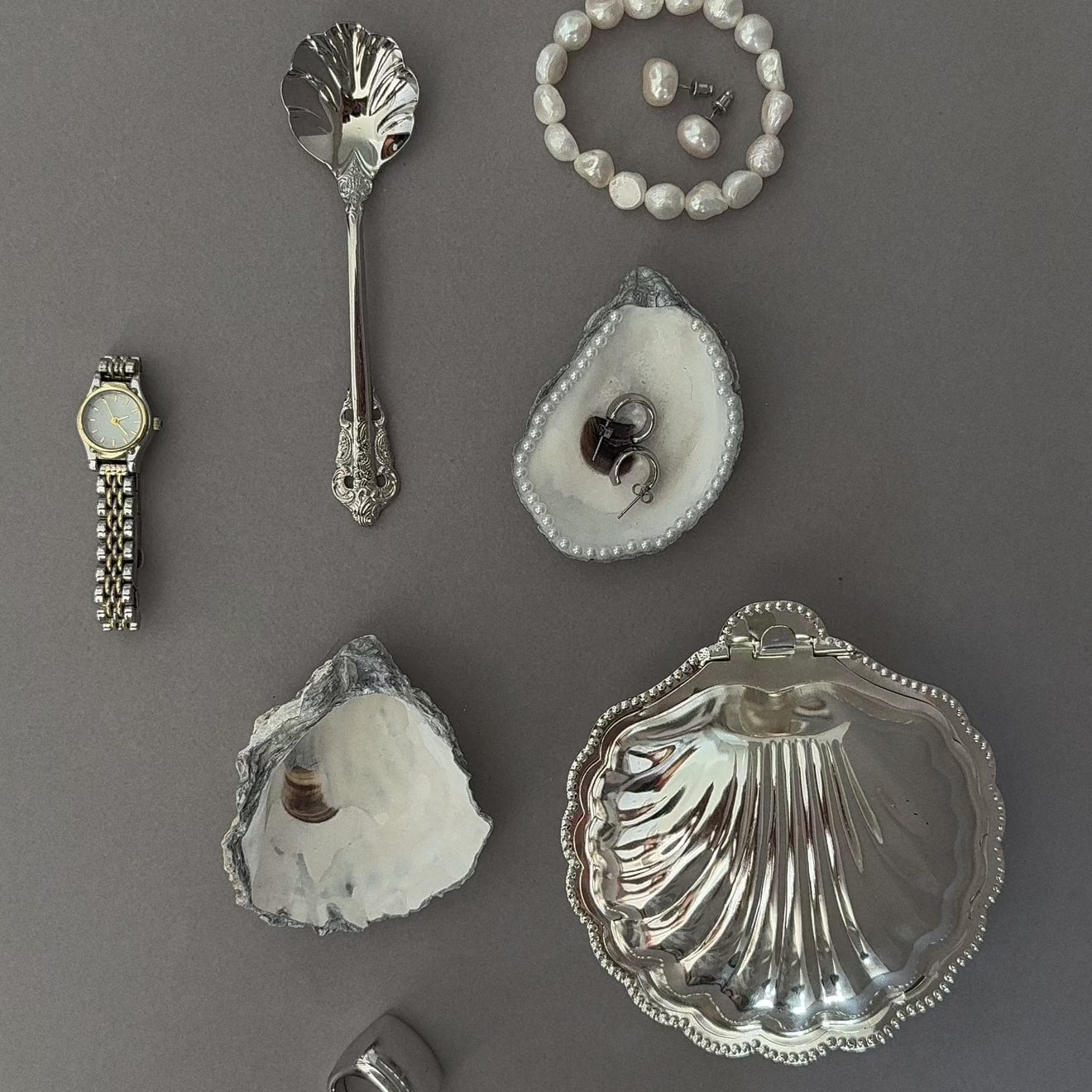 Natural Oyster Shell Jewelry Dish