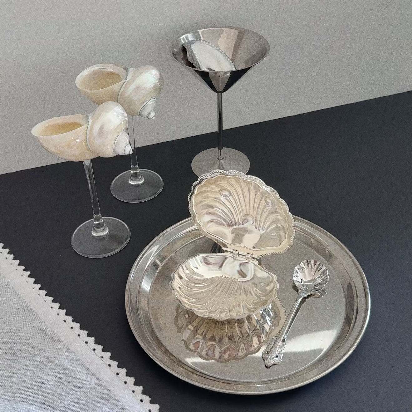 Vintage Silver Plated Sea Shell Butter Dish