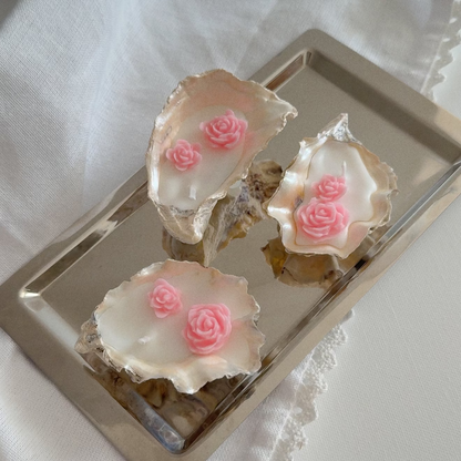 Oyster Shell Candles with Roses